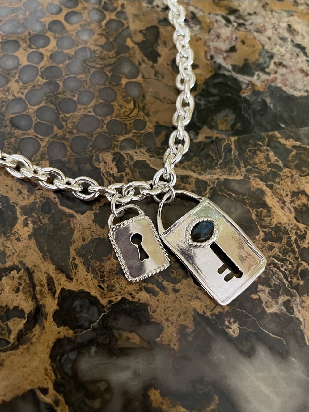 Chan Luu Silver-Tone Link Necklace with Eye and Tag Charms - Picture 4 of 10